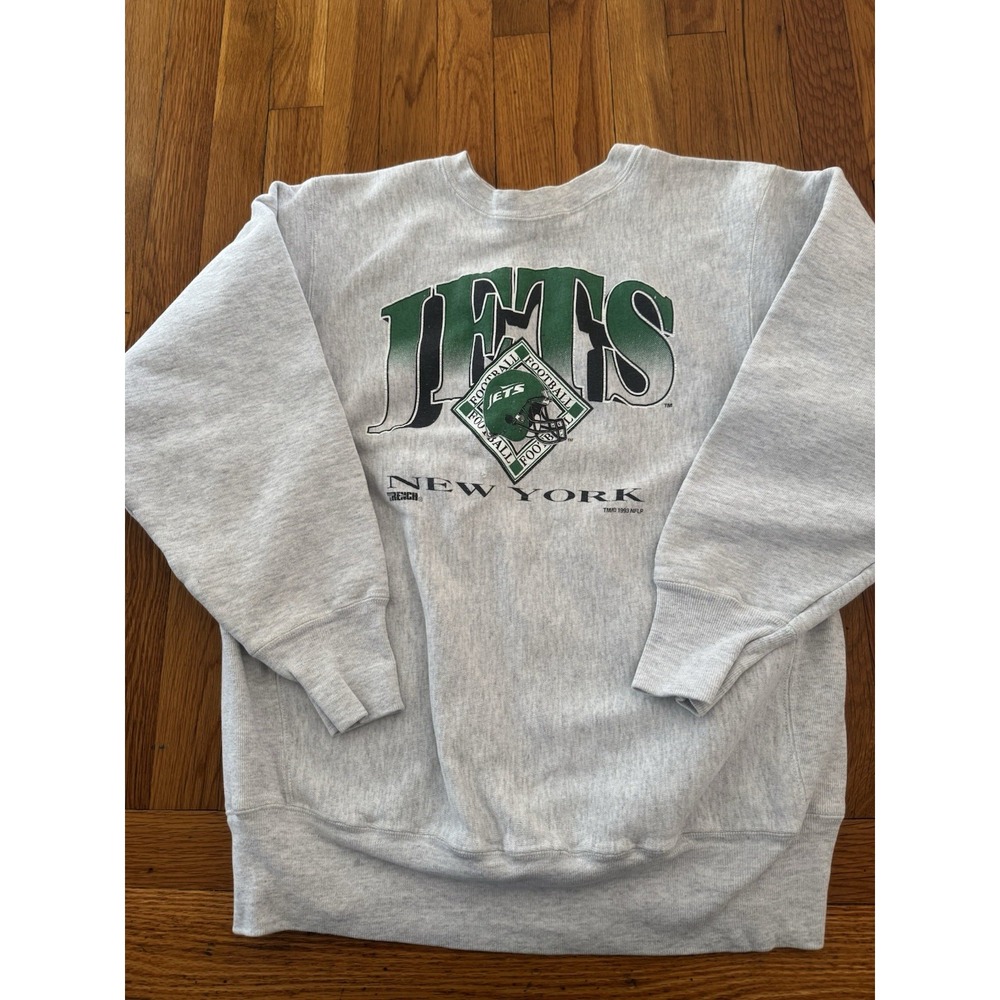 Vintage New York Jets Gray Trench Sweatshirt Crewneck XL Men's 1993 Football‎